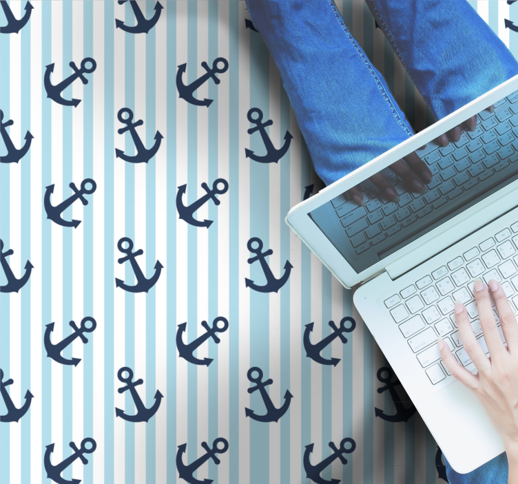 乙烯基地毯条纹海洋锚图案 - TenStickers
