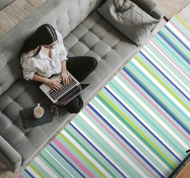 乙烯基地毯条纹优雅多彩图案 - TenStickers