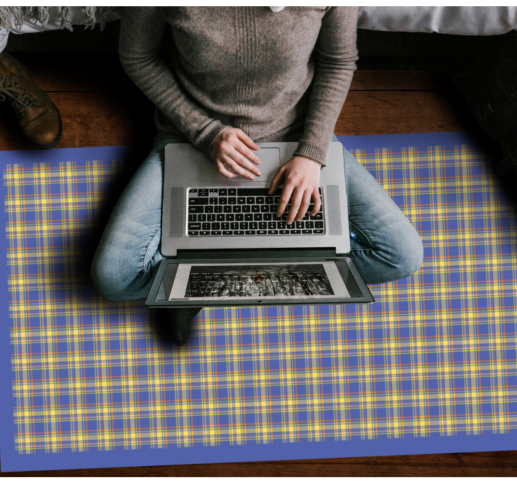 乙烯基地毯条纹黄色格子图案 - TenStickers