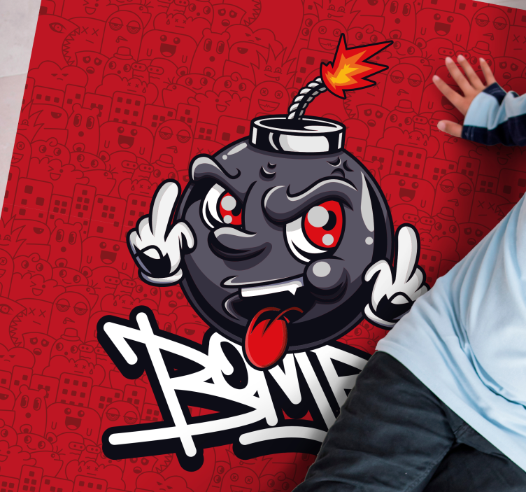 赃物婴儿炸弹涂鸦卡通现代地毯 - TenStickers