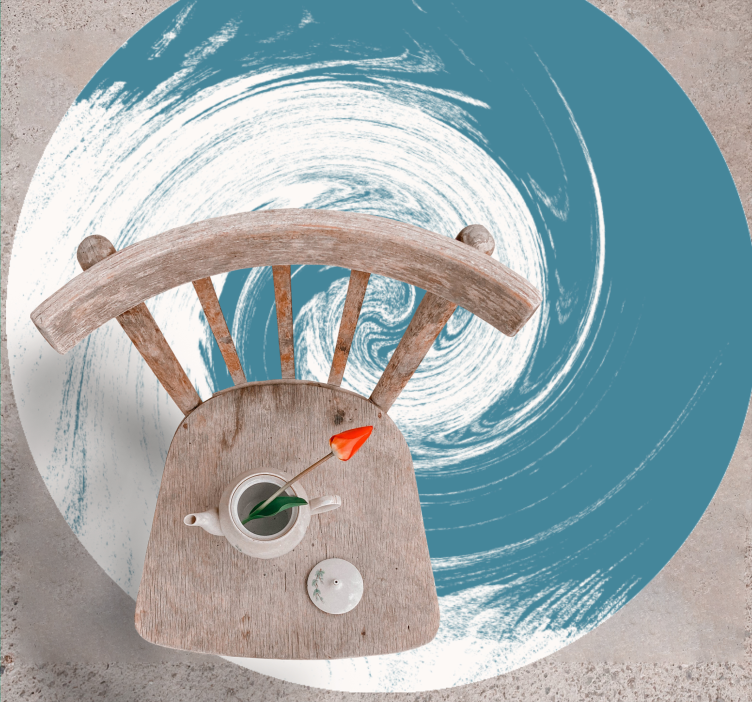 圆形乙烯基地毯 “Swirling Blue Abstract” - TenStickers