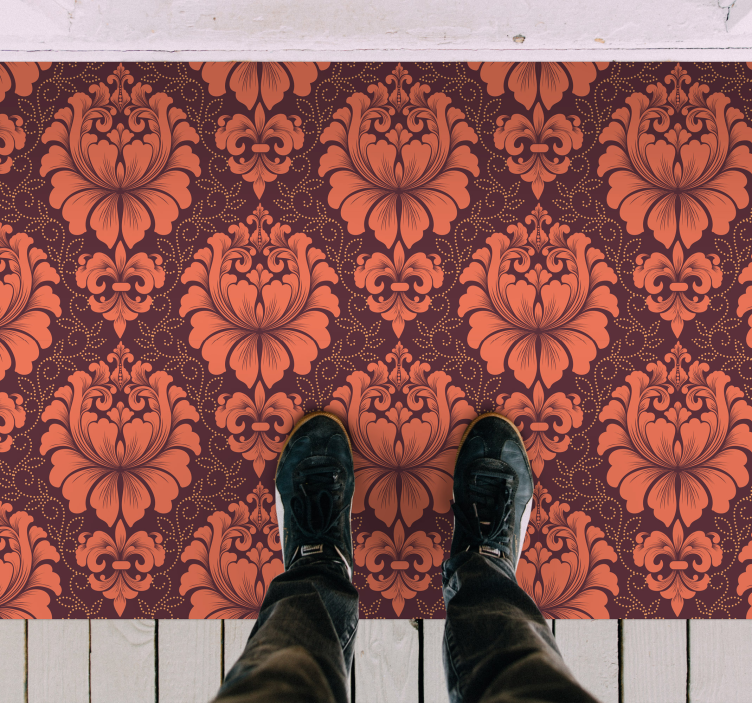 深青色复古模式瓷砖乙烯基地毯 - TenStickers