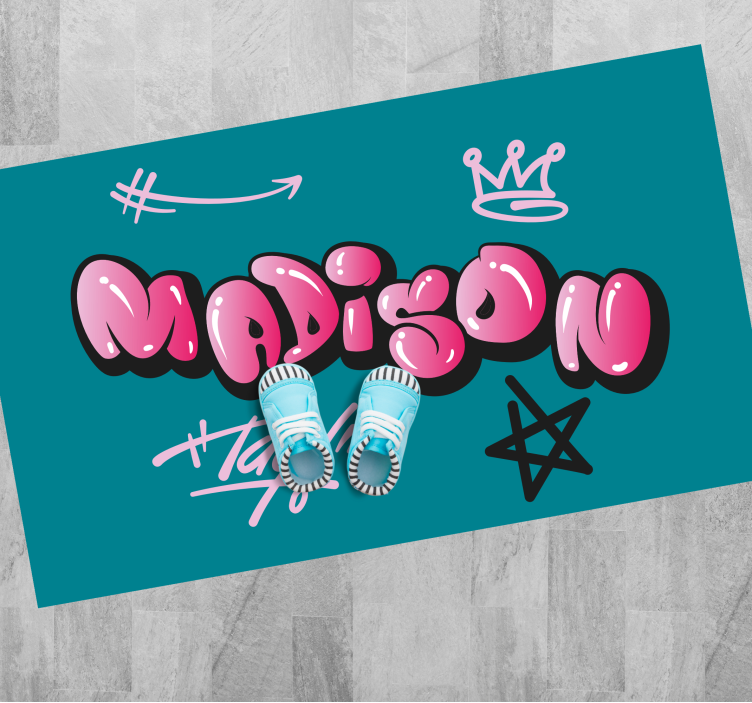 乙烯基地毯 粉色涂鸦带名字 - TenStickers