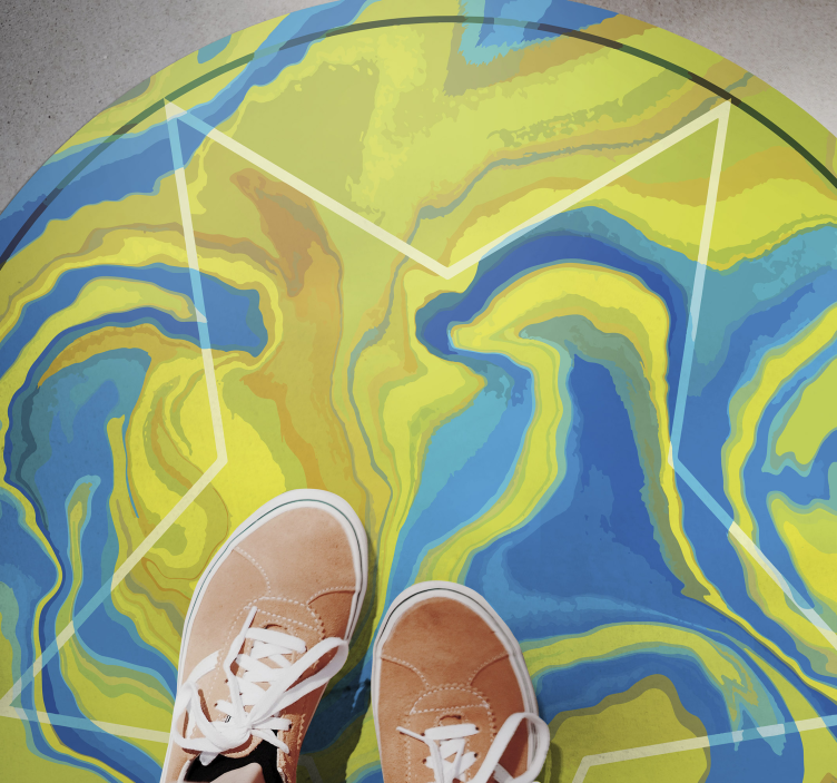 乙烯基地毯蓝色和黄色星星图案 - TenStickers