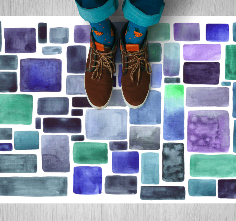 乙烯基地毯蓝色阴影方块图案 - TenStickers