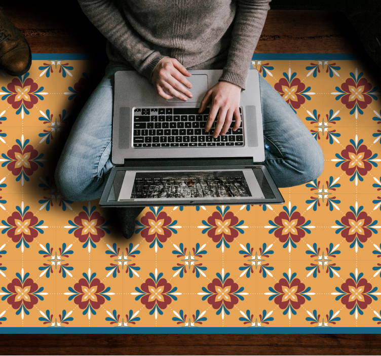 乙烯基地毯 花卉马赛克和谐 - TenStickers