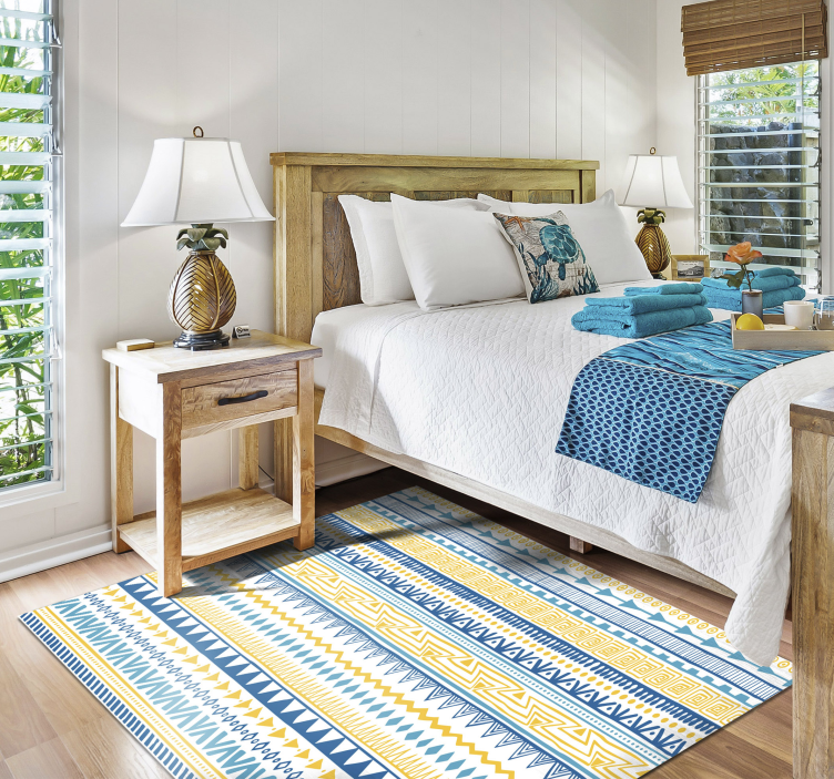 部落的蓝色图案民族地毯 - TenStickers