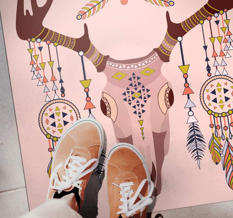 部落鹿头骨骷髅地毯 - TenStickers