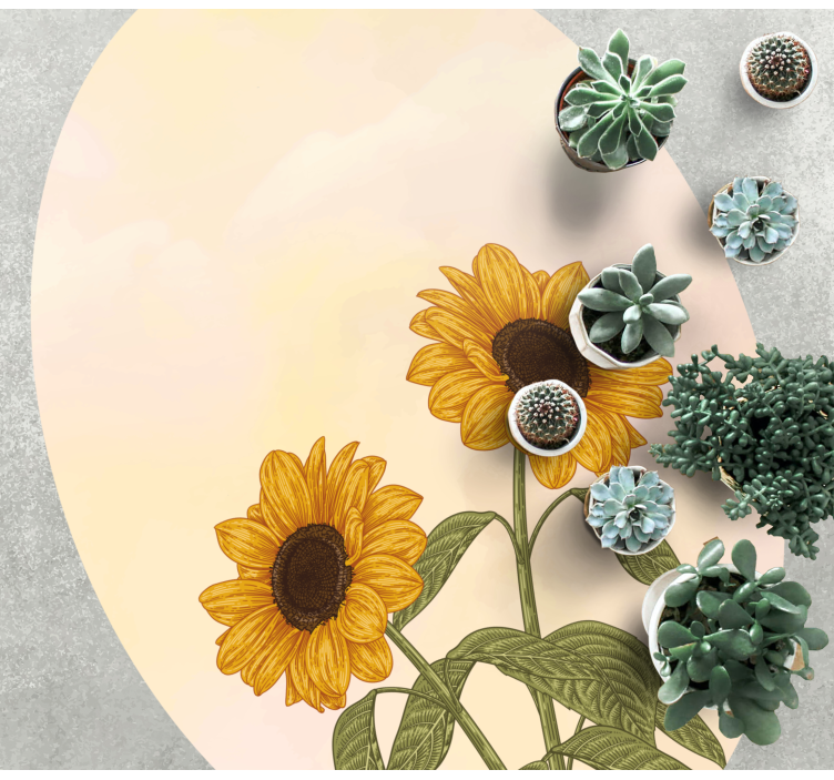 在一个花卉地毯中的两个向日葵 - TenStickers