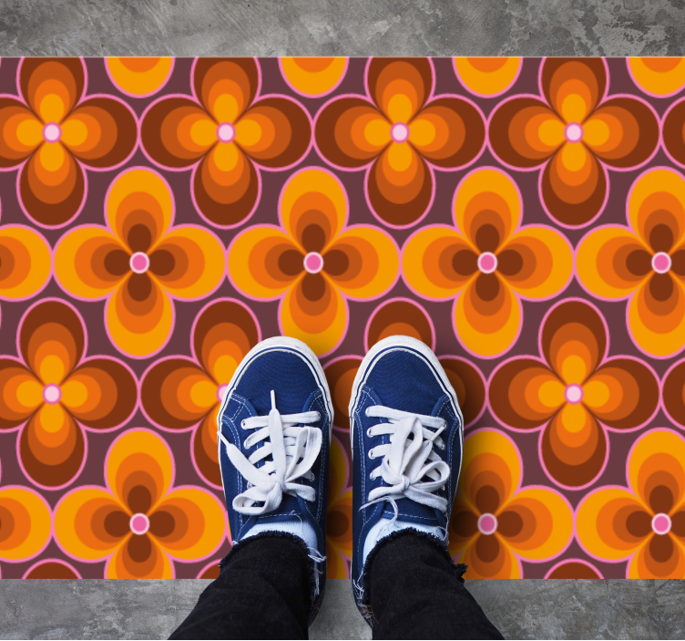 乙烯基复古地毯 复古花卉图案 - TenStickers