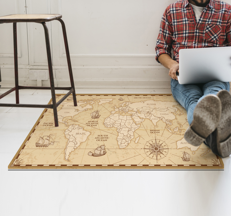 惊人的老式世界地图乙烯基地毯 - TenStickers