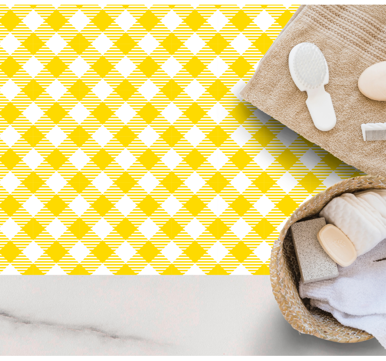 白色和黄色方块长方形地毯 - TenStickers