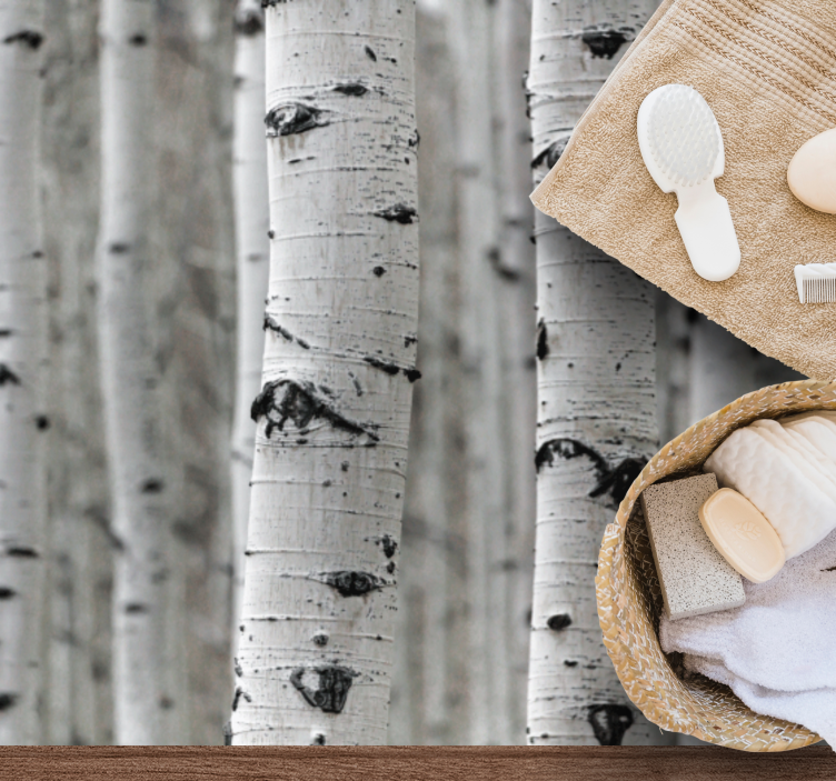 白桦树森林纹理地毯 - TenStickers