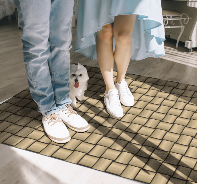 乙烯基地毯木纹棕色瓷砖图案 - TenStickers