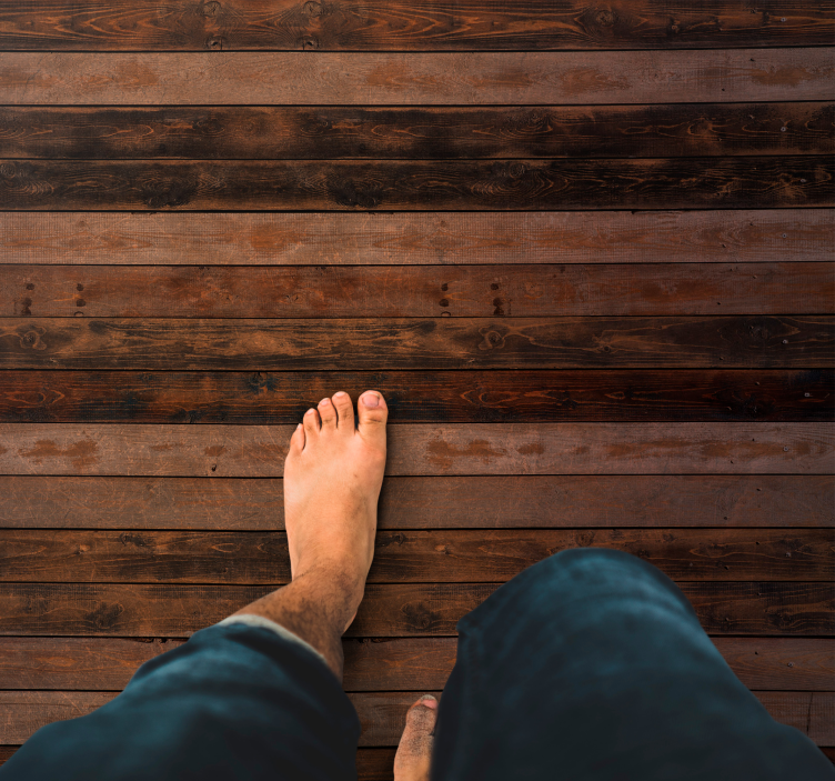 乙烯基地毯木纹真实深棕色调 - TenStickers