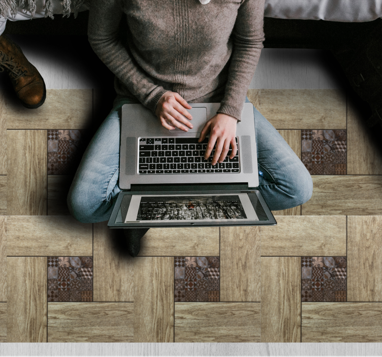 木质纹理瓷砖木效果乙烯基地毯 - TenStickers