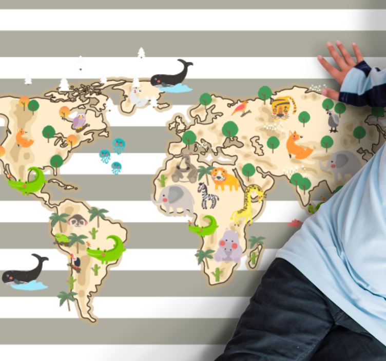 乙烯基地毯色彩丰富的动物插图 - TenStickers