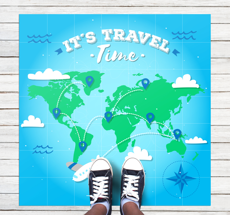 乙烯基地毯 世界地图探索 - TenStickers