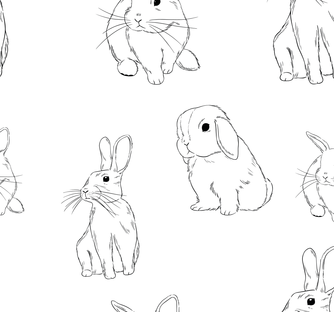 乙烯基地毯白色 白兔子 - TenStickers