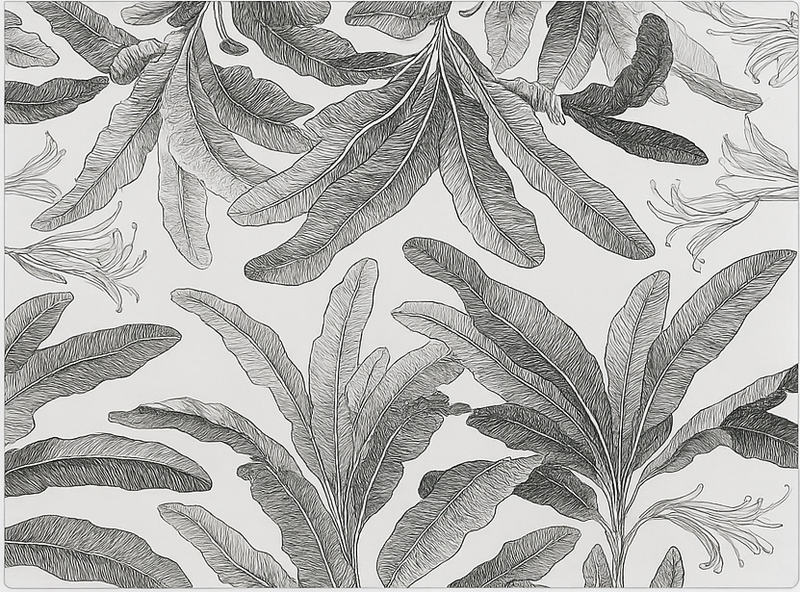 乙烯基厨房地毯优雅灰色棕榈 - TenStickers