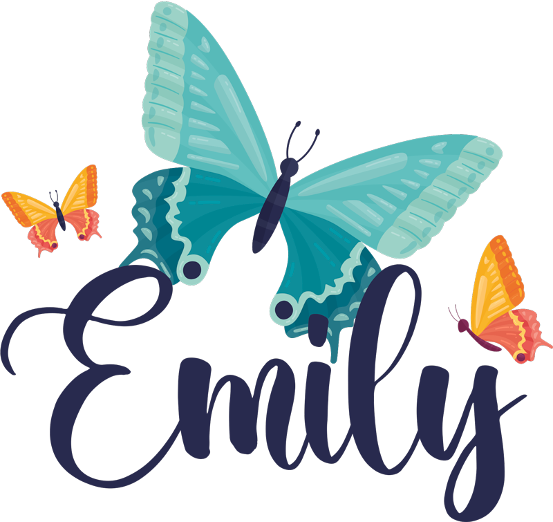 乙烯基地毯动物双色蝴蝶带名字 - TenStickers