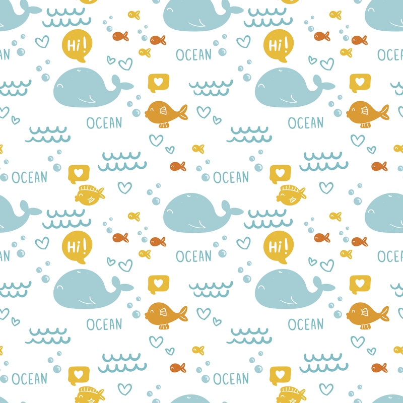 乙烯基地毯动物色彩丰富且愉悦的海洋家具 - TenStickers