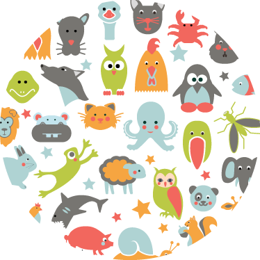 乙烯基地毯动物环绕的动物 - TenStickers