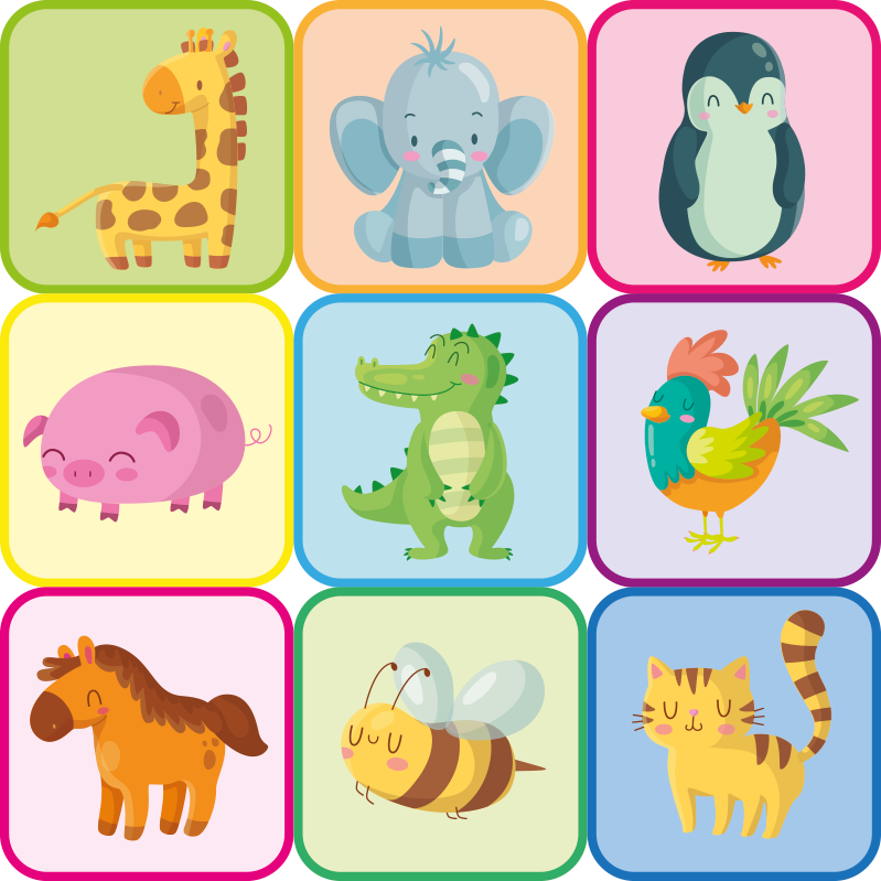 乙烯基地毯动物色彩斑斓的瓷砖 - TenStickers