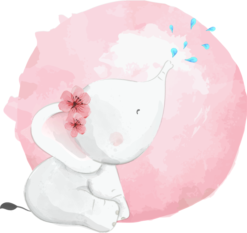 乙烯基地毯动物野生非洲儿童大象女孩 - TenStickers