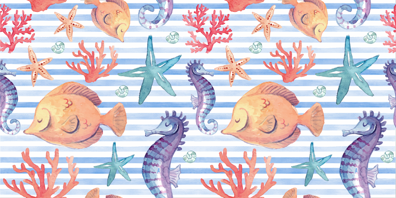 乙烯基地毯动物海洋生物瓷砖 - TenStickers