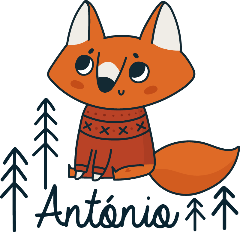 乙烯基地毯动物北欧狐狸带名字 - TenStickers