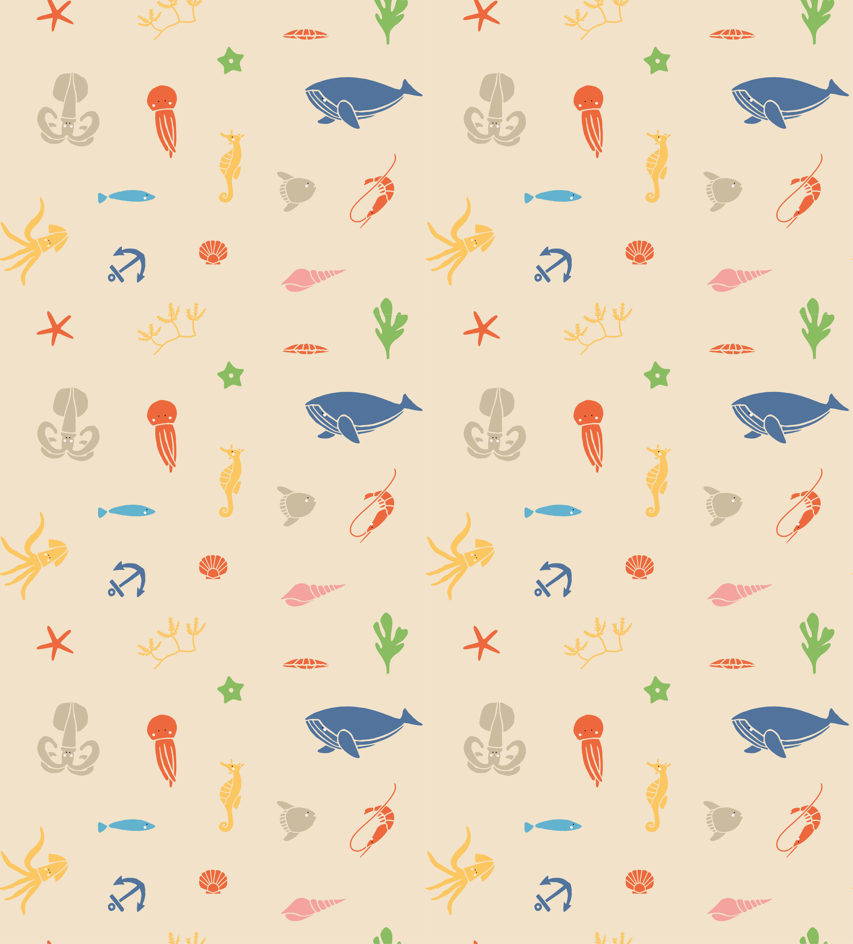 乙烯基地毯动物海洋动物在浅米色背景上 - TenStickers