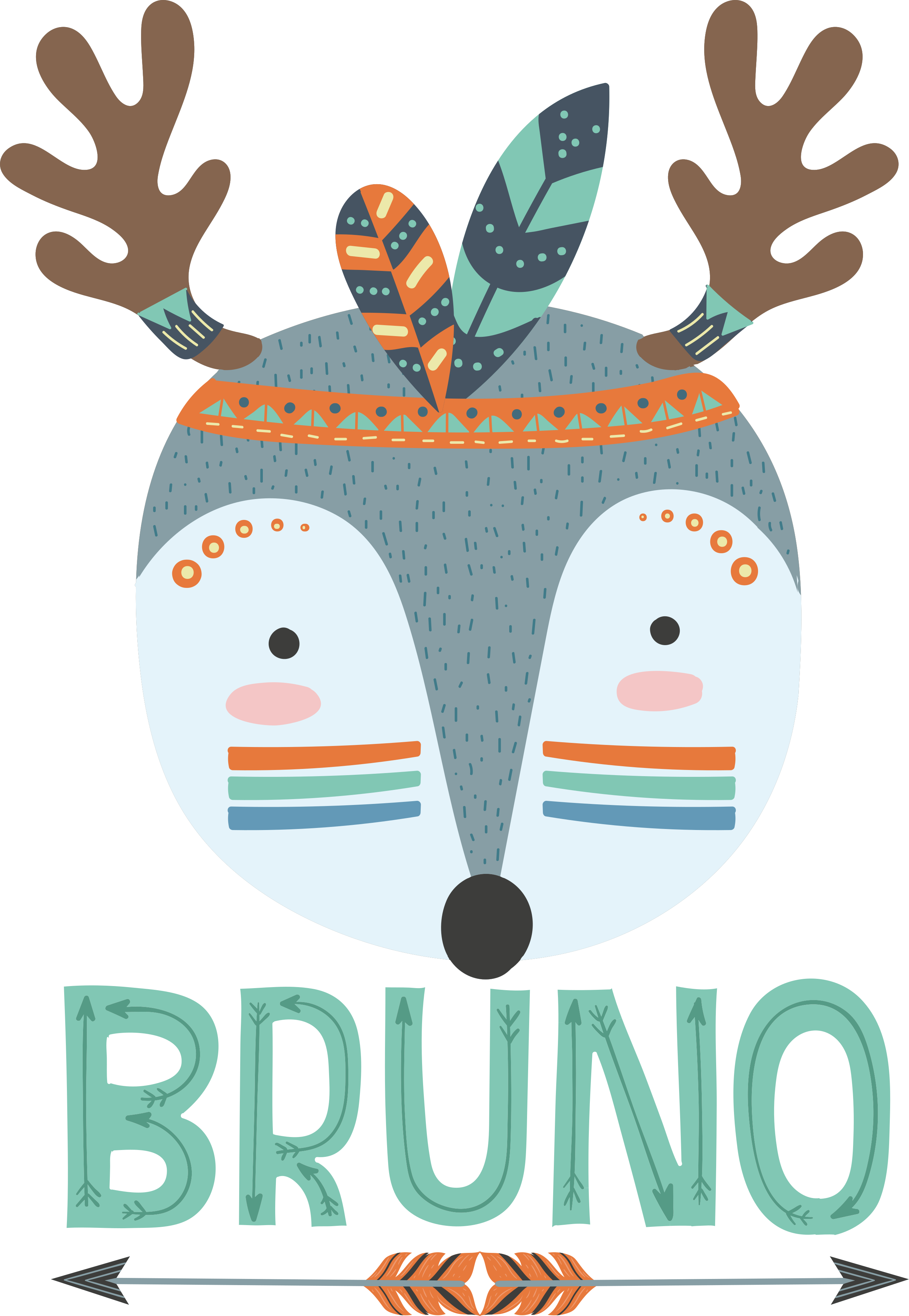 乙烯基地毯动物北欧鹿带名字 - TenStickers