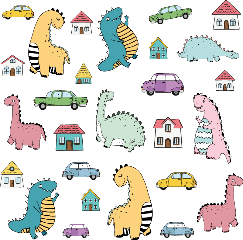 乙烯基地毯动物色彩斑斓的恐龙造型 - TenStickers