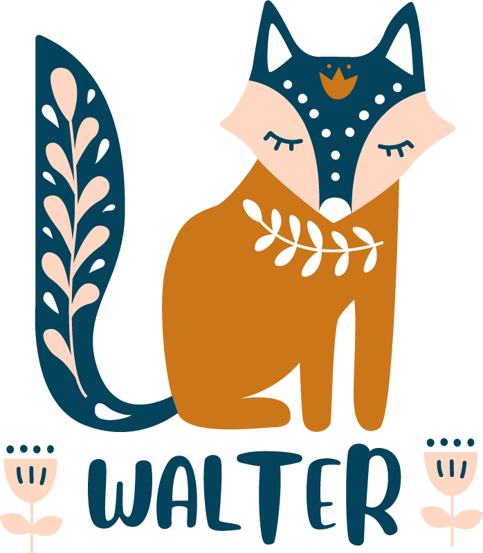 乙烯基地毯动物狐狸角色插图 - TenStickers