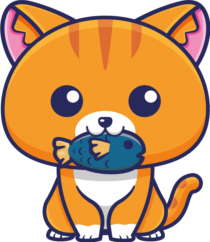 乙烯基地毯动物可爱猫咪抱鱼 - TenStickers