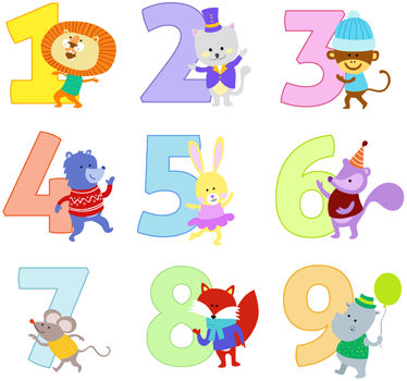 乙烯基地毯动物为孩子们提供彩色数字 - TenStickers