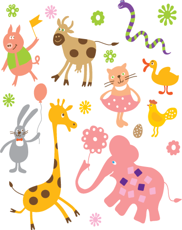 乙烯基地毯动物色彩缤纷的生物 - TenStickers