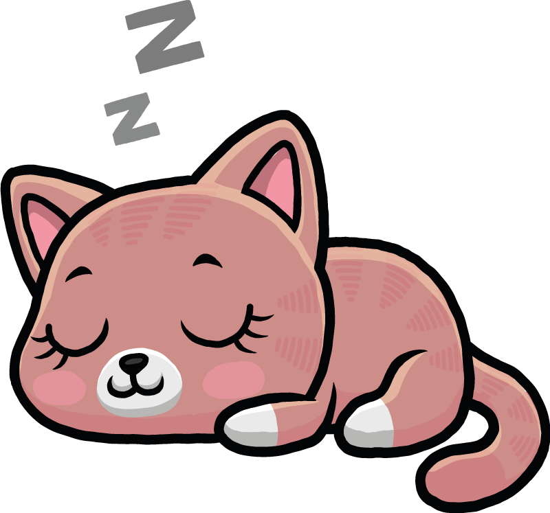 乙烯基地毯动物 睡觉的猫插图 - TenStickers