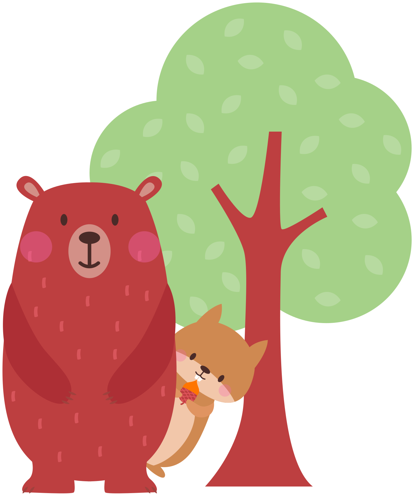 乙烯基地毯动物小松鼠与小熊的友谊 - TenStickers