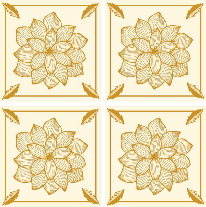 乙烯基花草地毯花卉波斯纹砖_tile - TenStickers