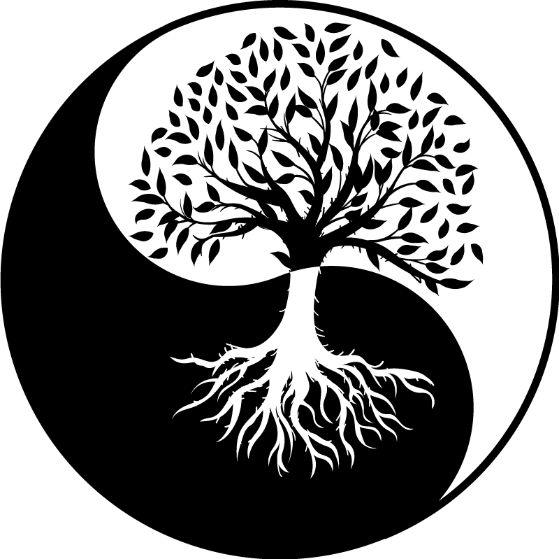 乙烯基花草地毯生命之树阴阳图案 - TenStickers