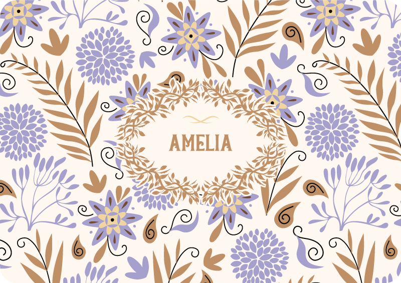 乙烯基花草地毯手绘复古花卉图案 - TenStickers