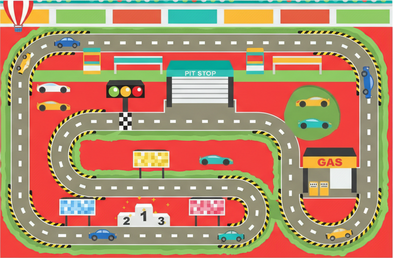 乙烯基地毯道路色彩缤纷的卡通赛道 - TenStickers
