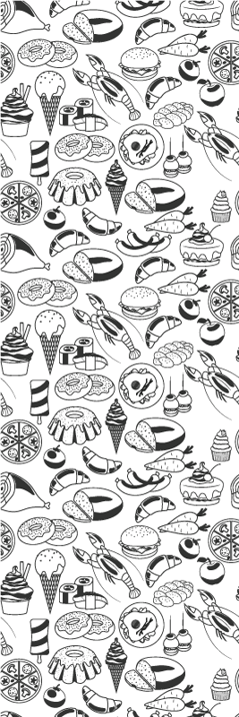 乙烯基厨房地毯食品涂鸦图案 - TenStickers