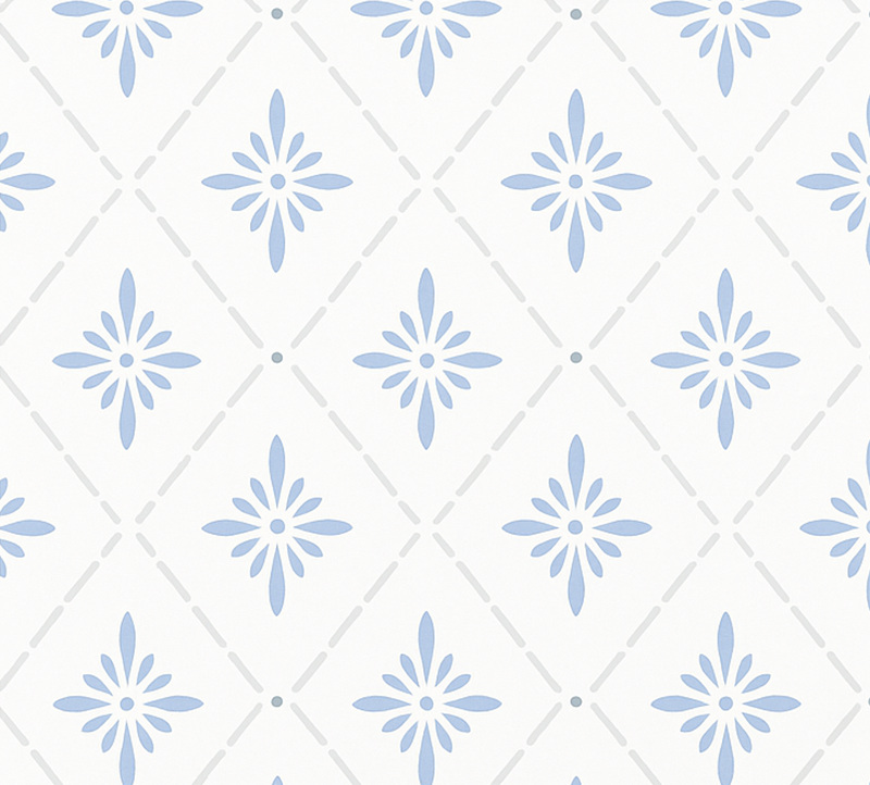 乙烯基厨房地毯蓝色菱形瓷砖 - TenStickers