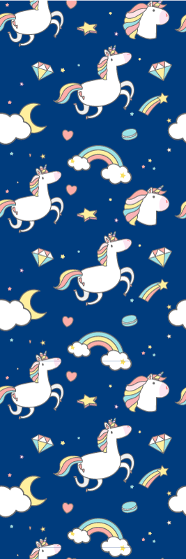 乙烯基地毯星星独角兽与彩虹图案 - TenStickers