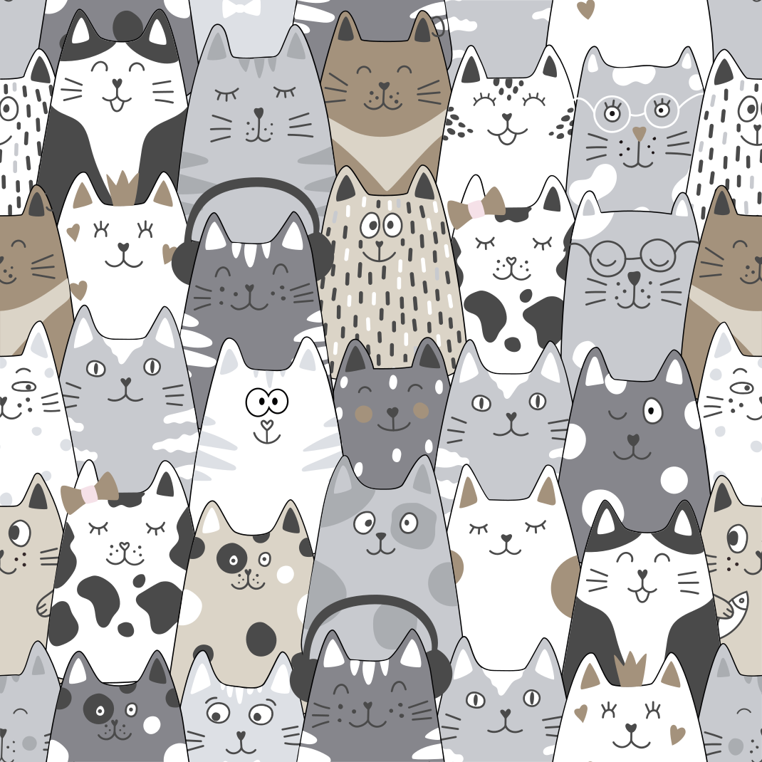 卧室乙烯基地毯卡通猫设计 - TenStickers