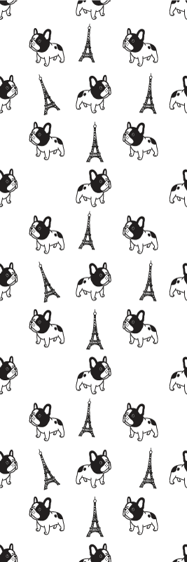 卧室乙烯基地毯法式斗牛犬在巴黎 - TenStickers