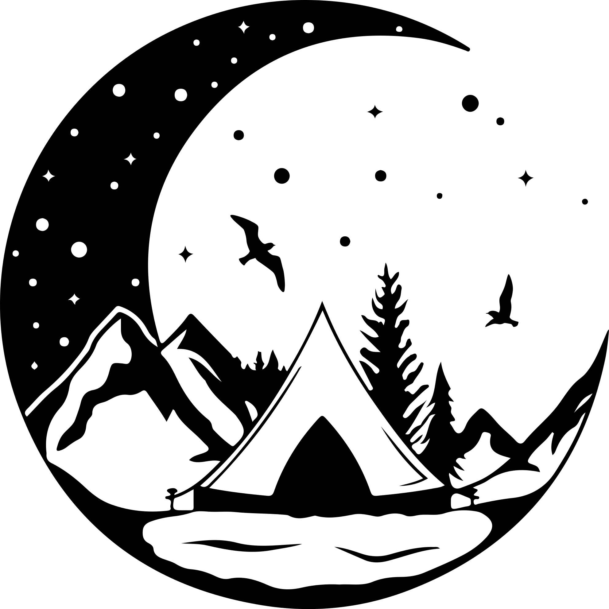 天然乙烯基地毯山与月夜 - TenStickers